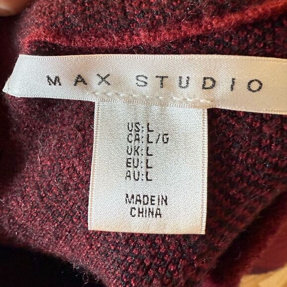 Max Studio Buffalo Plaid Mock Neck Sweater Size L Cozy Fall Layer Check Capsule - Picture 10 of 14